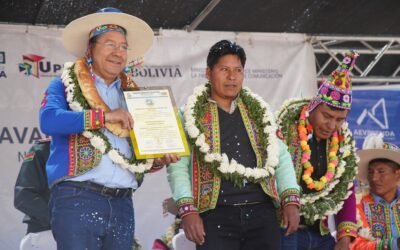 Visita del Presindete Luis Arce Catacora a la entrega de proyectos en le Municipio de Bolivar